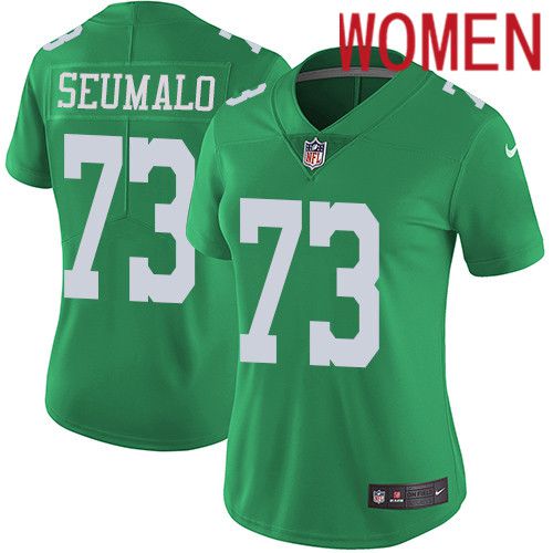 Women Philadelphia Eagles #73 Isaac Seumalo Nike Green Vapor Limited Rush NFL Jersey->women nfl jersey->Women Jersey